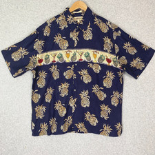 Campia Moda Shirt Mens XL Navy Pineapples Cocktails Tropical Button Front