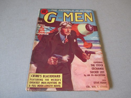 2- 1935 & 1937- G-MEN- PULP MAGAZINE- AVIATOR COVER- J.EDGAR HOOVER FBI-CRIME - Foto 3 di 9