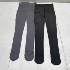 Fleece Lined Leggings Womens Large Black Gray Winter Warm Footed Opaque Thermal