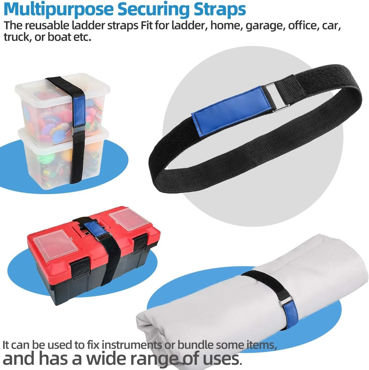 Ladder Rack Tie Down Straps Reusable Straps, 33" L x 2" W, Black 