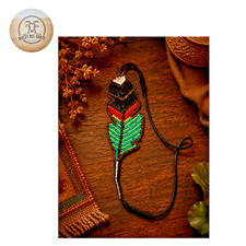 Seed Bead Feather Headband Handmade Native American Inspired Unisex Boho