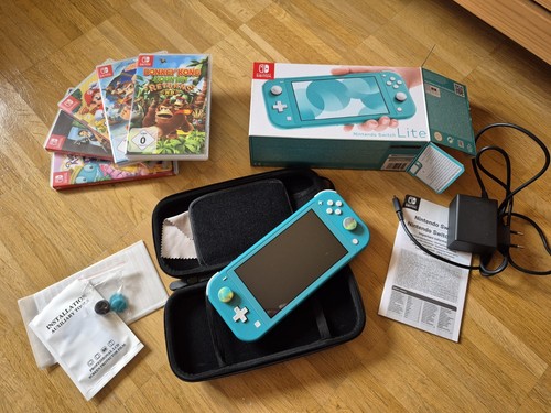Nintendo Switch Lite Türkis Donkey Kong Super Mario Rugrats Tomb Raider Bundle