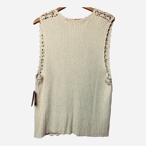 Vintage 100% Silk Chaus Crochet Button Front Cardigan Boho Sweater Vest Large - Picture 4 of 8
