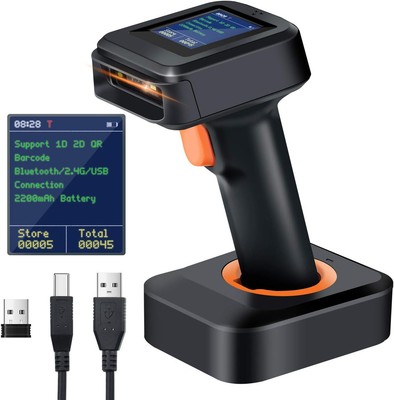TERA 2D Barcode-Scanner Kabellos & Kabelgebunden - Mit Ladestation Für Lager, Shop & Büro