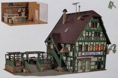 Vollmer For Marklin #43736 HO KIT 4 Story Inn With Beer Garden & LED Lights