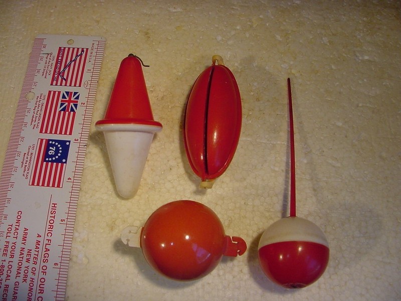 4 Vintage real Nice Different shaped Plastic Floats, 1 is Buoy Shape