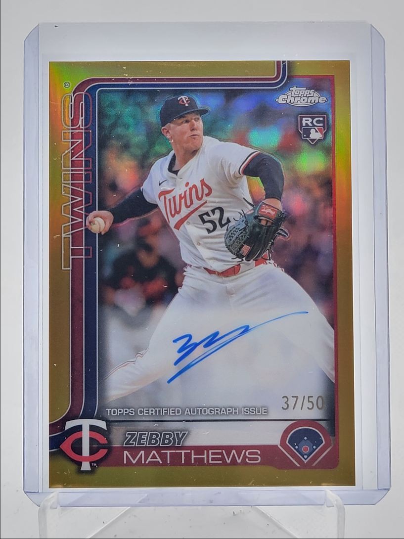 ZEBBY MATTHEWS 2025 TOPPS CHROME ROOKIE GOLD REFRACTOR TWINS RC AUTO /50 Q3967