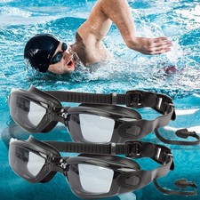 2PCS Clear Comfortable Swimming Goggles with UV- Anti-Fog Swim Glasses Ear Plug