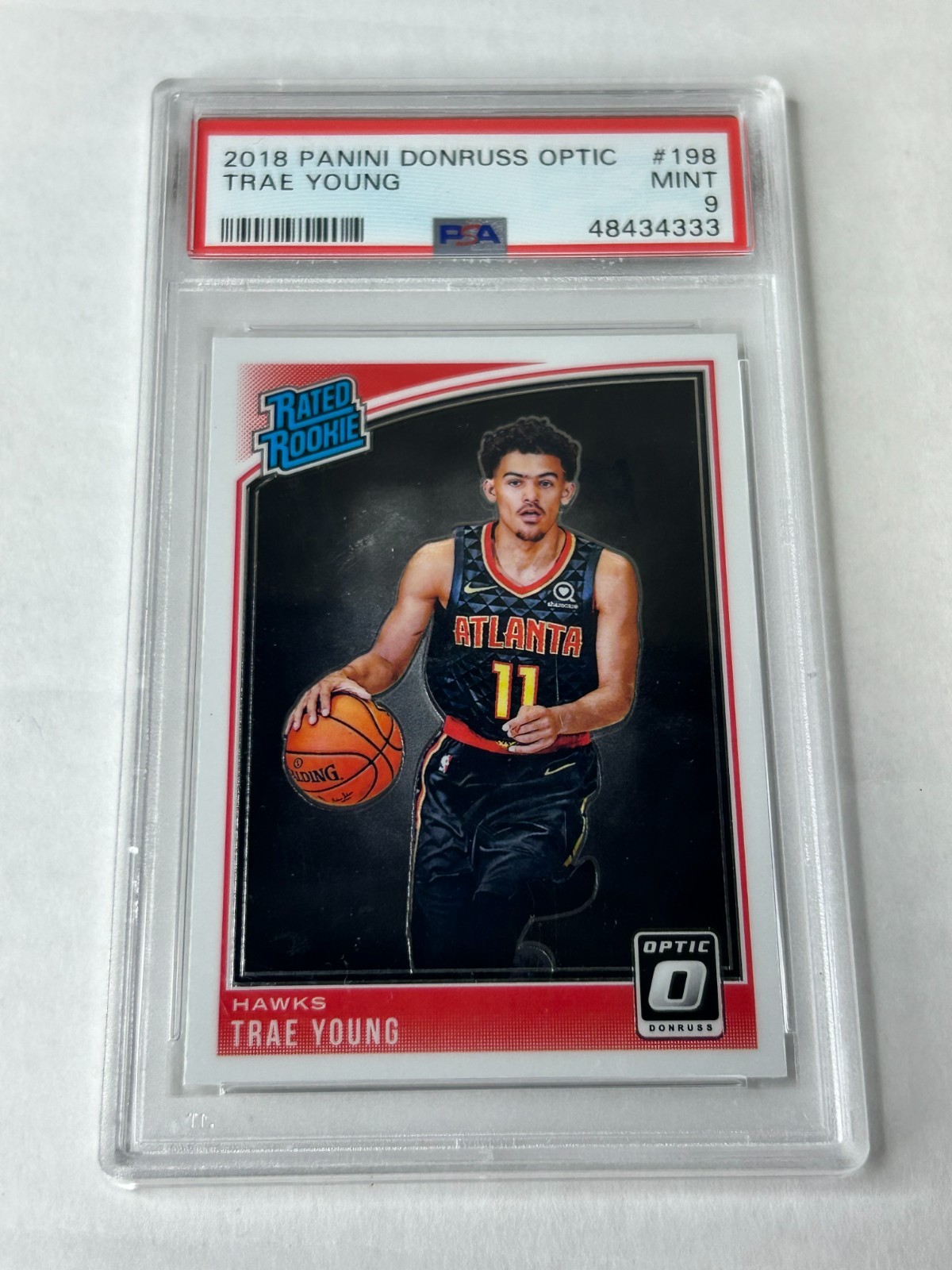 2018-19 Donruss Optic Trae Young #198 Rated Rookie PSA 9 Mint Hawks E1