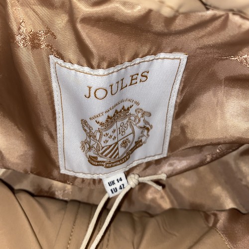Joules Quilted Padded Gilet Size 14 Pockets Full Zip Riding Work Tan New - Picture 5 of 7