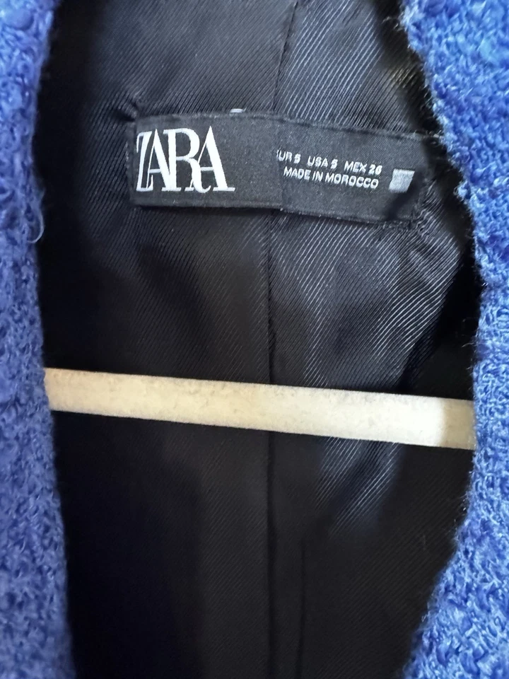 Chaquetas y abrigos Zara | Blazer de tweed azul para mujer Zara | Color: azul talla S Foto 4 de 4