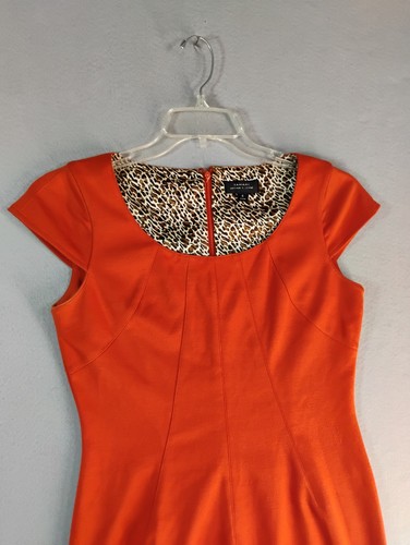 Abito donna Tahari 6 arancione cappuccio manica scollo a scoop dietro zip tinta unita foderato abbigliamento da lavoro - Foto 2 di 9