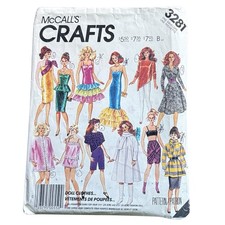 McCall's 3281 Doll Clothes Sewing Pattern for Barbie. Dress Coat Pajamas