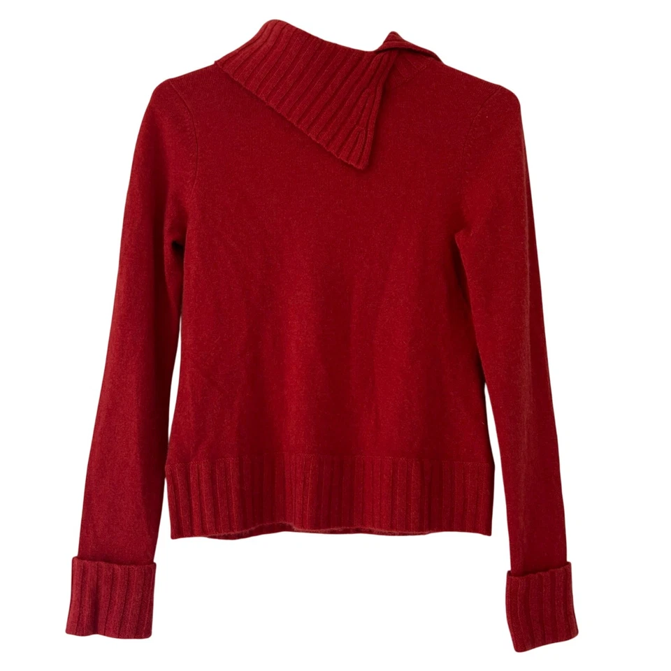 Willi Smith Capucha Cuello Tortuga Cachemira Tejido Suéter Otoño Naranja Oscuro Academia S Foto 2 de 4