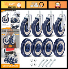 8 Pack 5" Silent Shopping Cart Replacement Wheels Kit - TPU Ball Bearing Caster