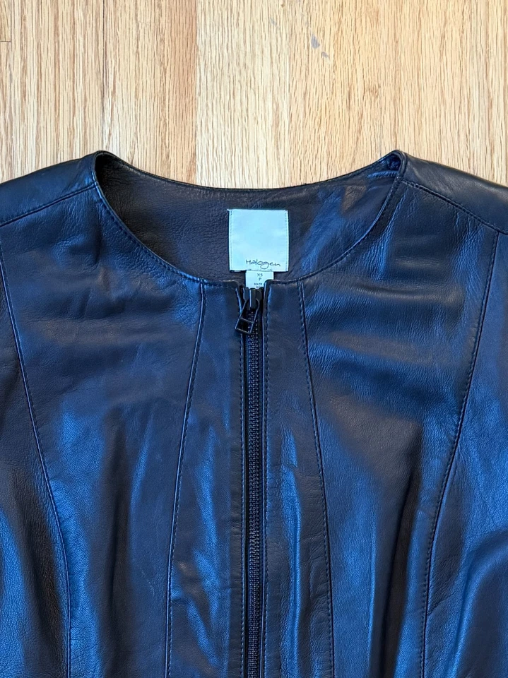 Галогеновая женская куртка XS черная 100% кожа на молнии для мотоцикла - Изображение 2 из 4