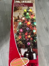 3-Ft Fiber Optic Color Changing  Ornament Christmas Tree Pre-decorated Rare