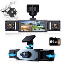 Dash Cam 6.42" 1080P 4Lens Car DVR Recorder Front And Rear Camera 64GB Card