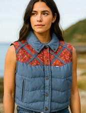 Rare Vintage Levi s Ski Goose Down USA Made Weatern Floral Puffer Vest 11/12