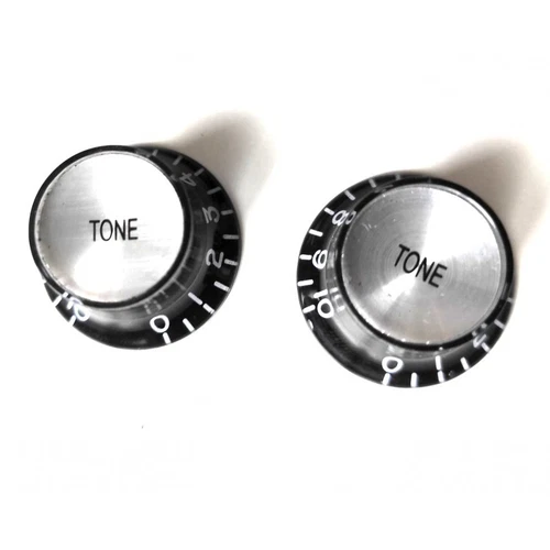 2 Knobs Black Inch Size Black Gibson Styl Tophat Knobs Tone Silver Reflector Cap
