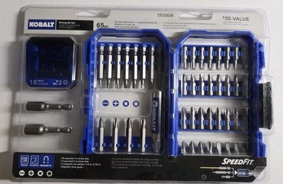 Kobalt Model 1333928 65 PC Driving Bit Set Magnetic Phillips Torx Square Slotted