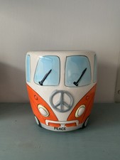 Vintage VW Camper Van Stylised Glazed Ceramic Money Box With Stopper Piggy Bank