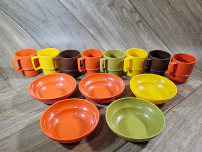 Vtg 1970s Tupperware TupperToys Mini Children's Serving Play Set 8 Cups, 5 Bowls