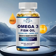 Omega-3 Supplement -EPA 1200mg+DHA900mg- For Brain Heart Eye Health-120 Capsules