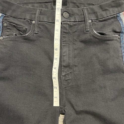 Jeans MADRE taglia 28 vita alta looker sfilacciato alla caviglia trapuntato glitter racer nero - Foto 7 di 13