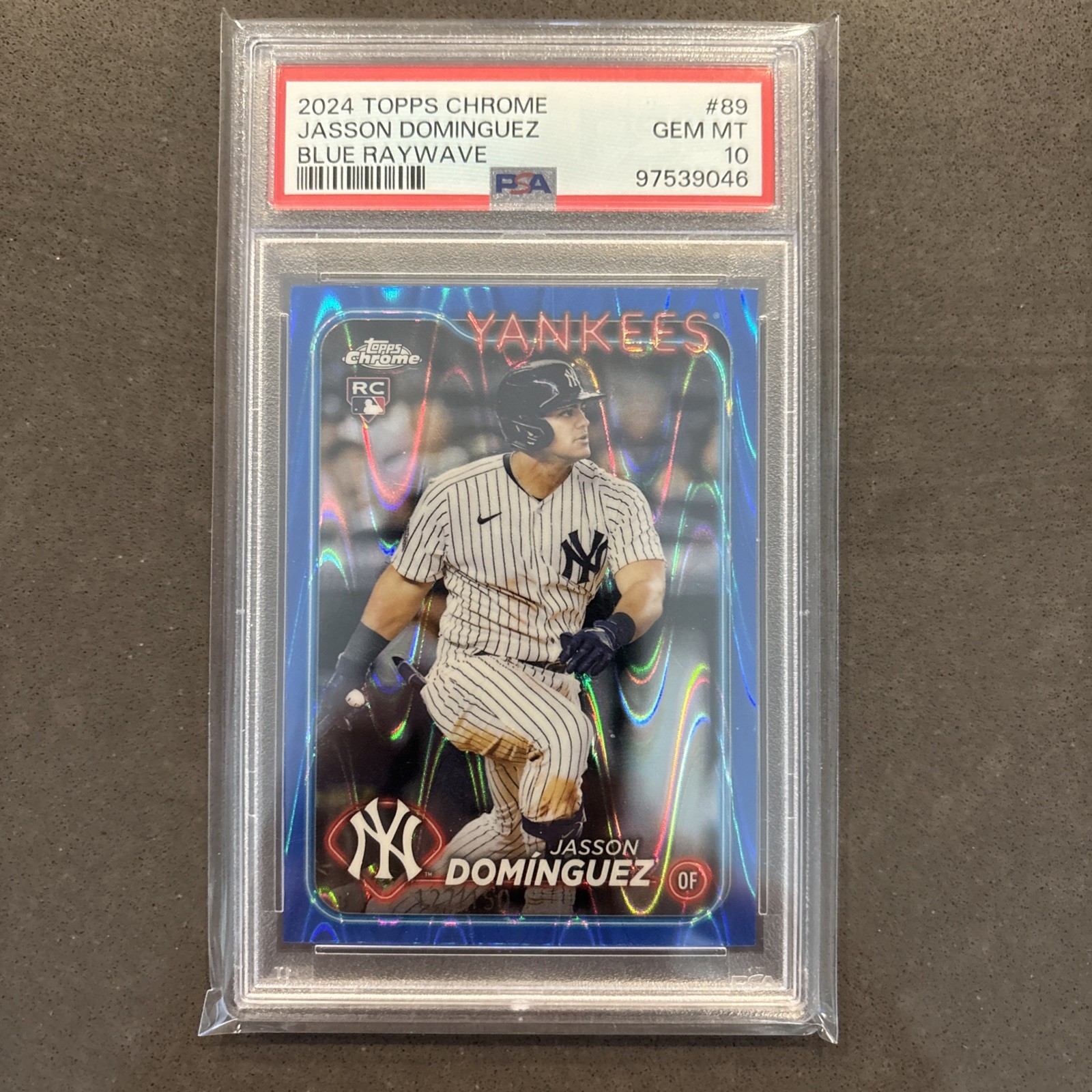 2024 Topps Chrome Jasson Dominguez Blue RayWave /150 #89 PSA 10 Yankees