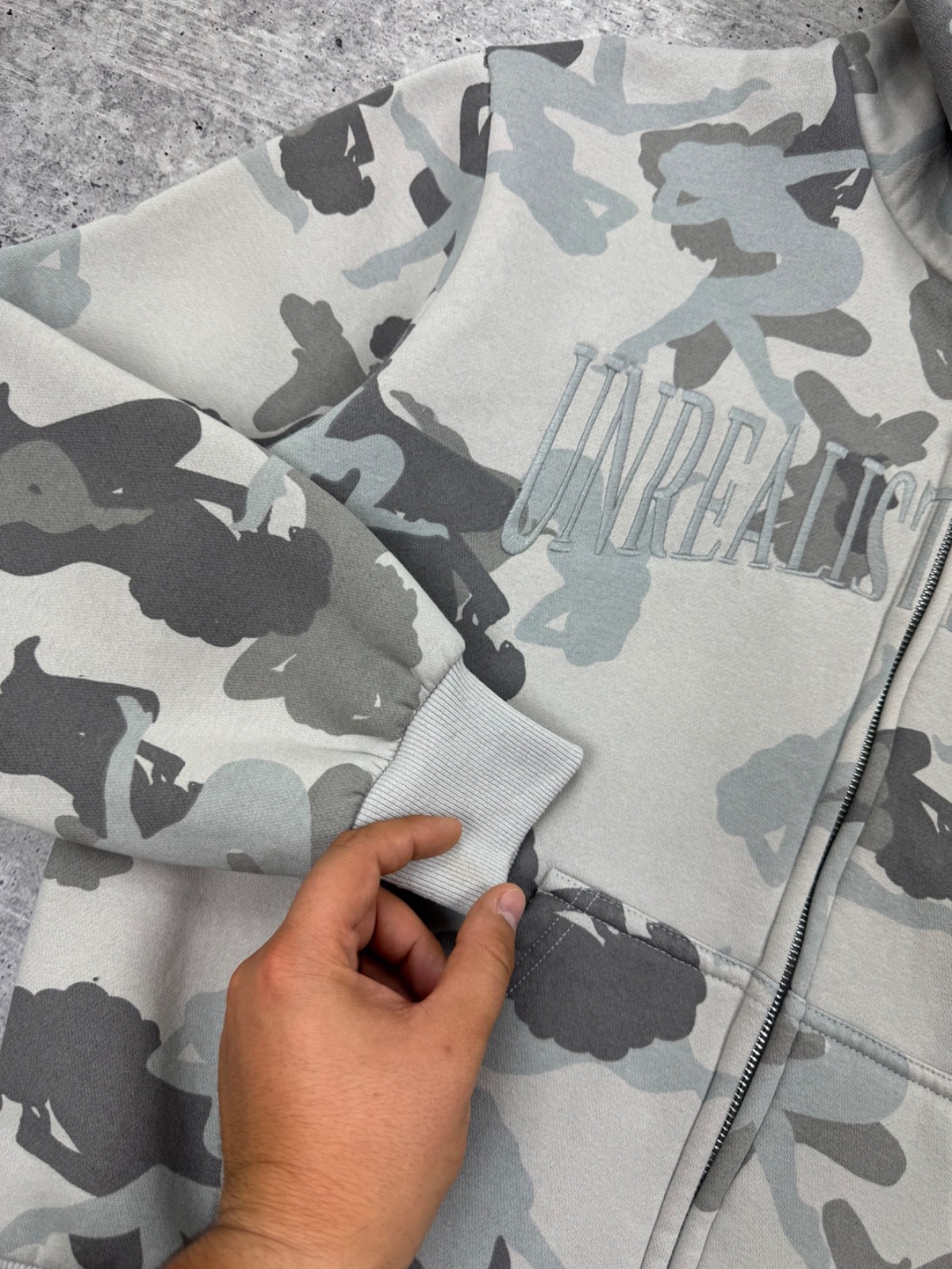 Named Collective Unrealistic Ideals Camo Girls Grey Zip Up Hoodie Zipper XS-S image 9