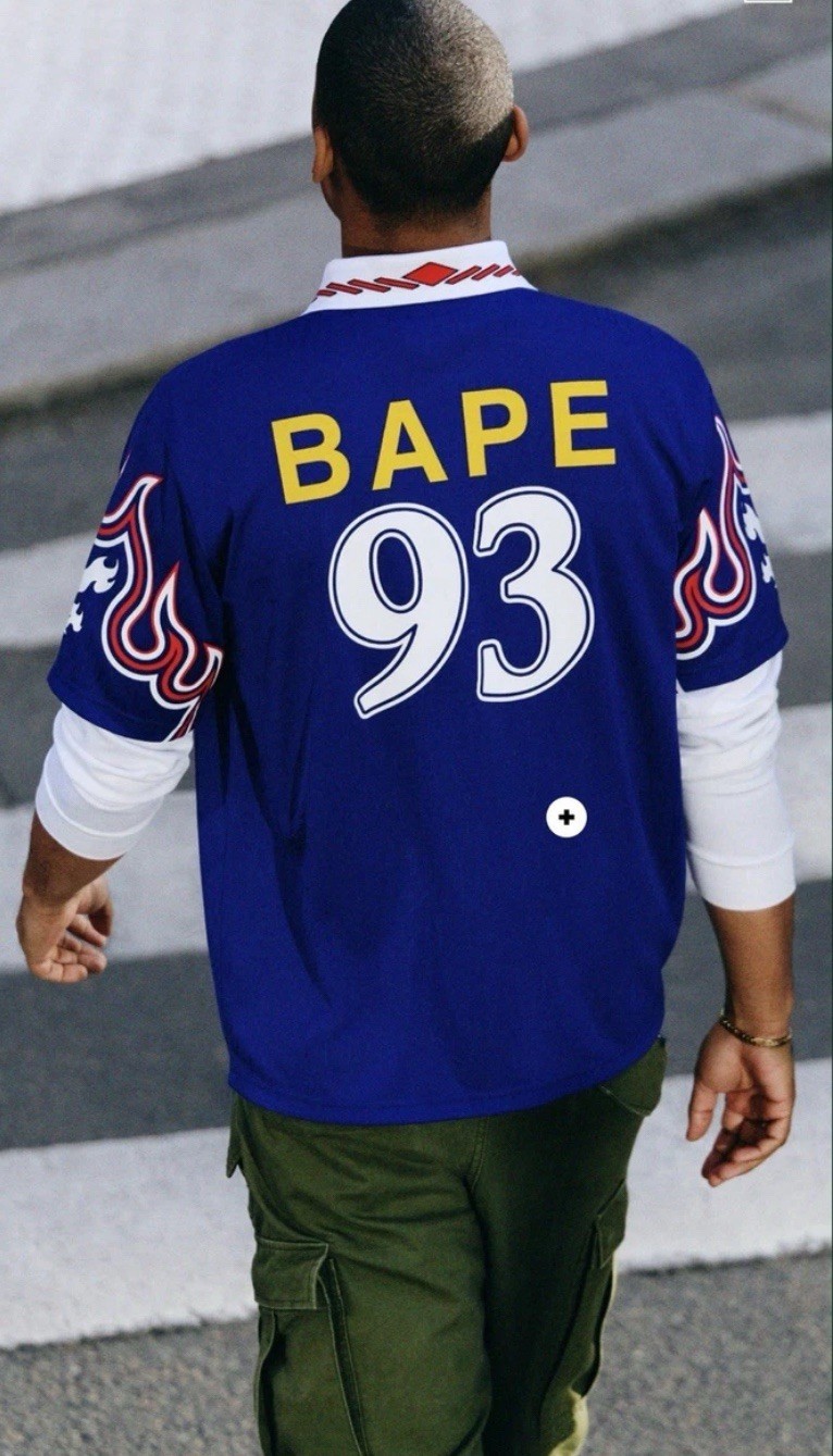 *A BATHING APE Men's BAPE x ADIDAS World Cup Pack FLAME Short Sleeve JERSEY XXL thumbnail 3