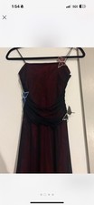 Vintage 90s Formal Dress Spaghetti Straps Red And Black Adorned W/ Butterflies S