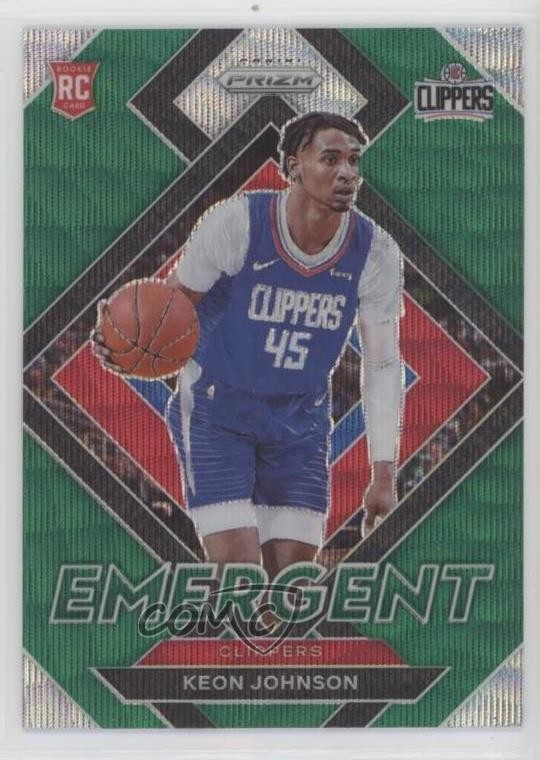 2021-22 Panini Prizm Emergent Green Wave Prizm Keon Johnson #6 0y59