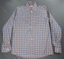 Eton Dress Shirt Mens 16 41 Blue Check Contemporary Cotton Long Sleeve