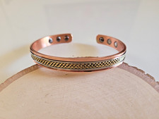 Solid Copper Magnetic Bracelet 3 Tone Arthritis Pain Therapy Cuff Bangle
