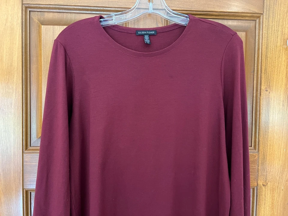 Camiseta Eileen Fisher Viscosa Spandex Borgoña Top En muy buen estado Grande Foto 2 de 4