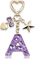 Butterfly Celestial Initial Letter White Bag Charm Keychain for Purse Accessory