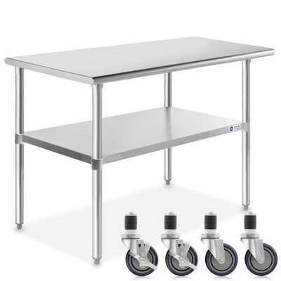 Stainless Steel 24'' x 48'' NSF Commercial Kitchen Work Food Prep Table w/ Casters