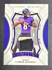 2024 Panini National Treasures Lamar Jackson Gold Century Materials #CM-LJN /49 
