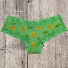Victoria  s Secret PINK Green Citrus Lace Trim Cheeky Panty Size M NWT