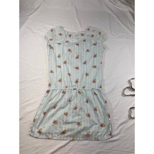Abercrombie & Fitch Dress Women's M Floral Striped Blue Short Sleeve Casual - Picture 5 of 5