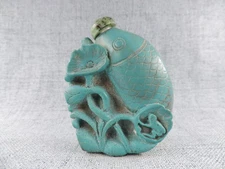 Chinese Older Snuff Vial Hand-carved Fish Statue Snuff Bottle