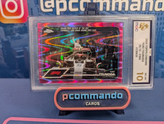 2024 Topps Chrome Formula 1 Yuki Tsunoda Pink Raywave 29/75 Graded MGC 10