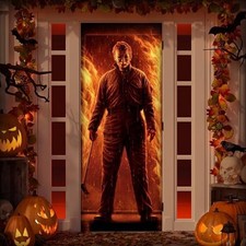 Halloween Door Cover Banner Decoration - Horror Movie Trick or Treat Orange