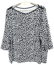LANDS END Women's Stretch Nylon Tunic Top 3/4 Sleeve Animal Size 2X 20W 22W PLUS