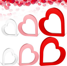 6 Pcs Valentine'S Day Heart Wooden Sign Heart Shape Table Decoration Sweet Love
