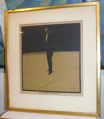 Antique Litho Print by William Nicholson of James McNeill Whistler Framed C7963