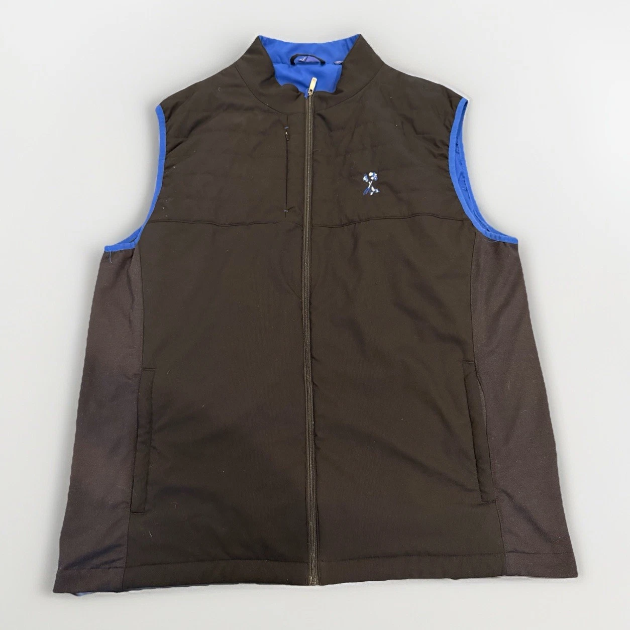 FootJoy Mens XL Quilted Golf Vest Blue Black Full Zip Insulated FJ