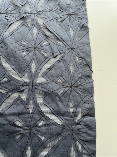 Crate and Barrel Square Tablecloth Throw Geometric Cut Out Slate Grey 50 X 50 - Picture 3 of 4